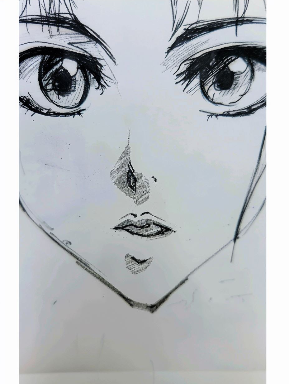 Melancholic Anime Mixed Media Portrait - Image 4