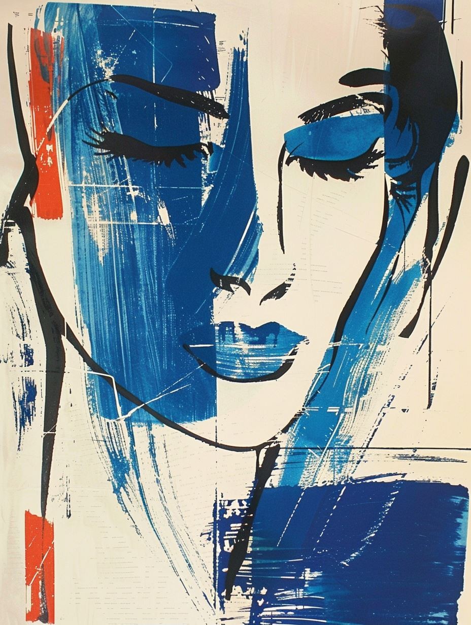 Abstract Cobalt Portrait Study - Image 2