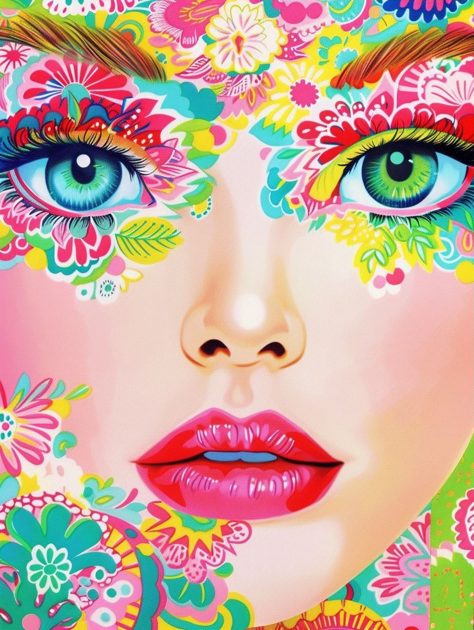 Neon Floral Psychedelic Portrait - Image 3