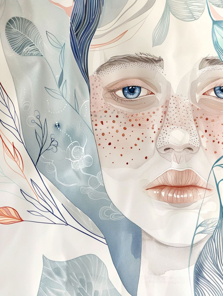 Floral Ethereal Portraits in Blue and Peach - Image 3