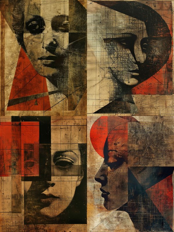 Fragmented Souls in Crimson and Ochre