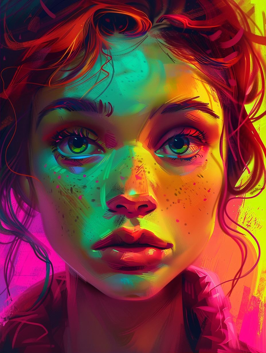 Neon Dreams: Vibrant Digital Portraits - Image 2