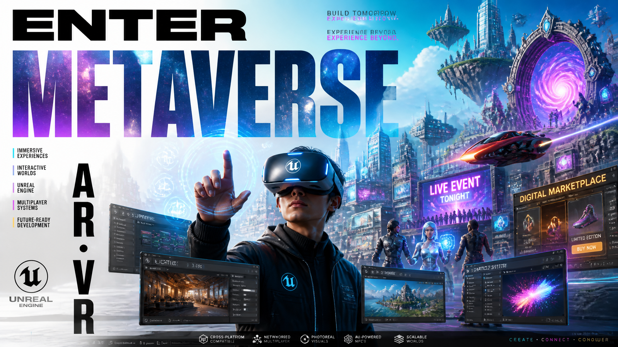 Futuristic Metaverse VR Experience Concept