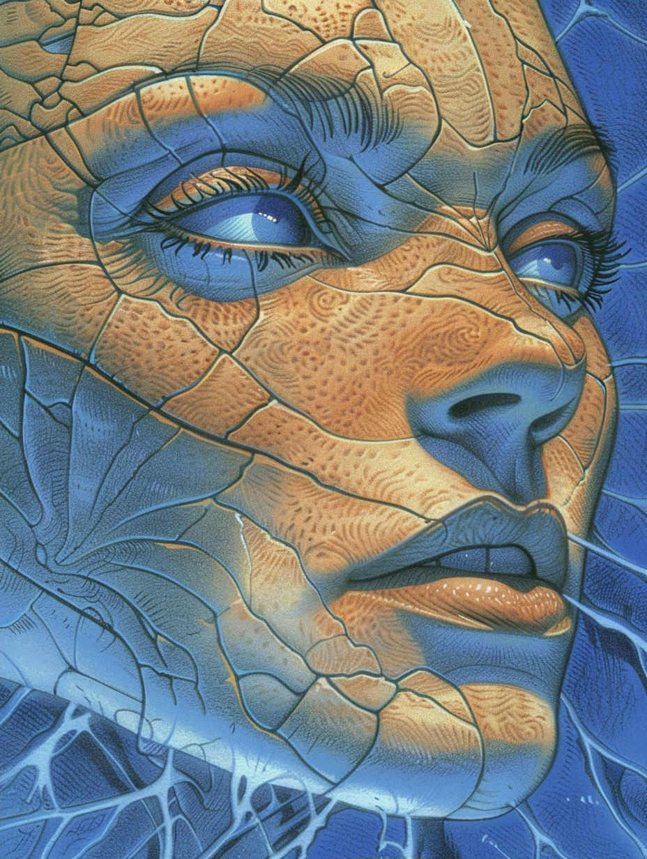 Electric Azure Cybernetic Portrait - Image 2