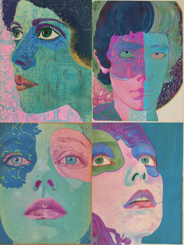 Fragmented Faces in Neon Hues