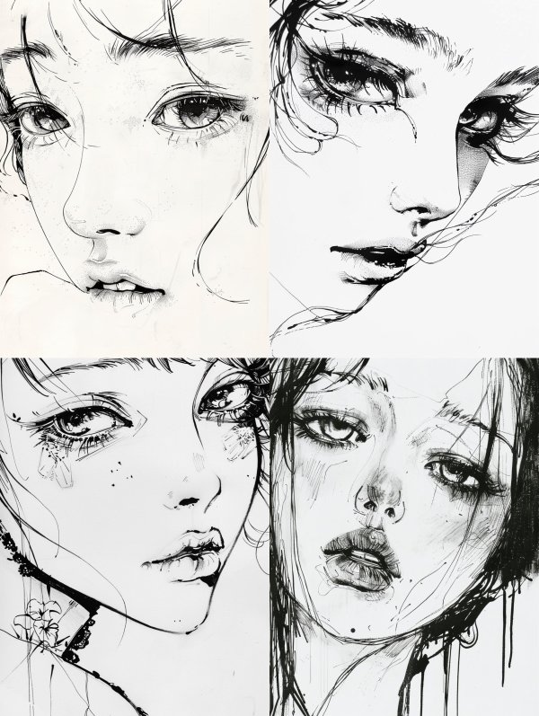 Ethereal Ink: Four Visions of Feminine Grace