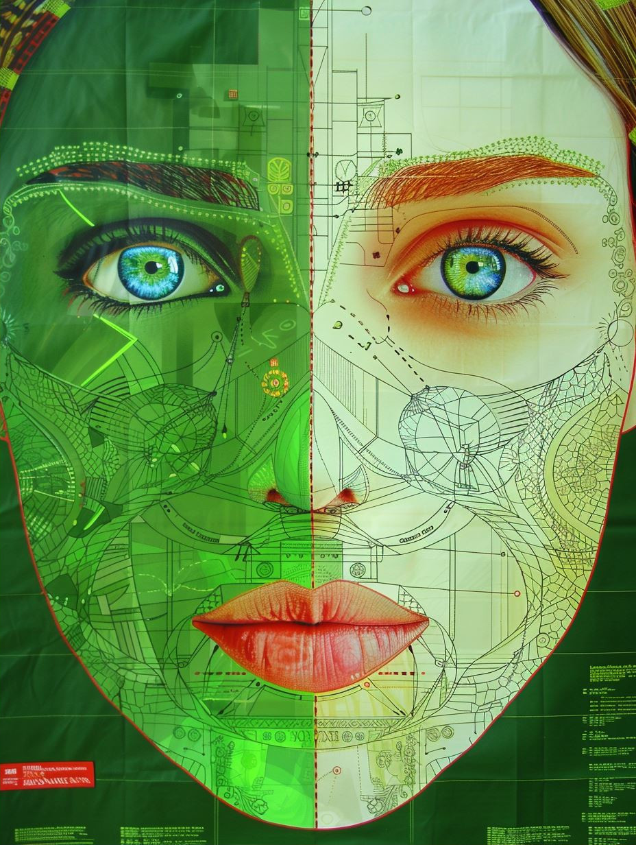 Ethereal Green Geometric Portraits - Image 2