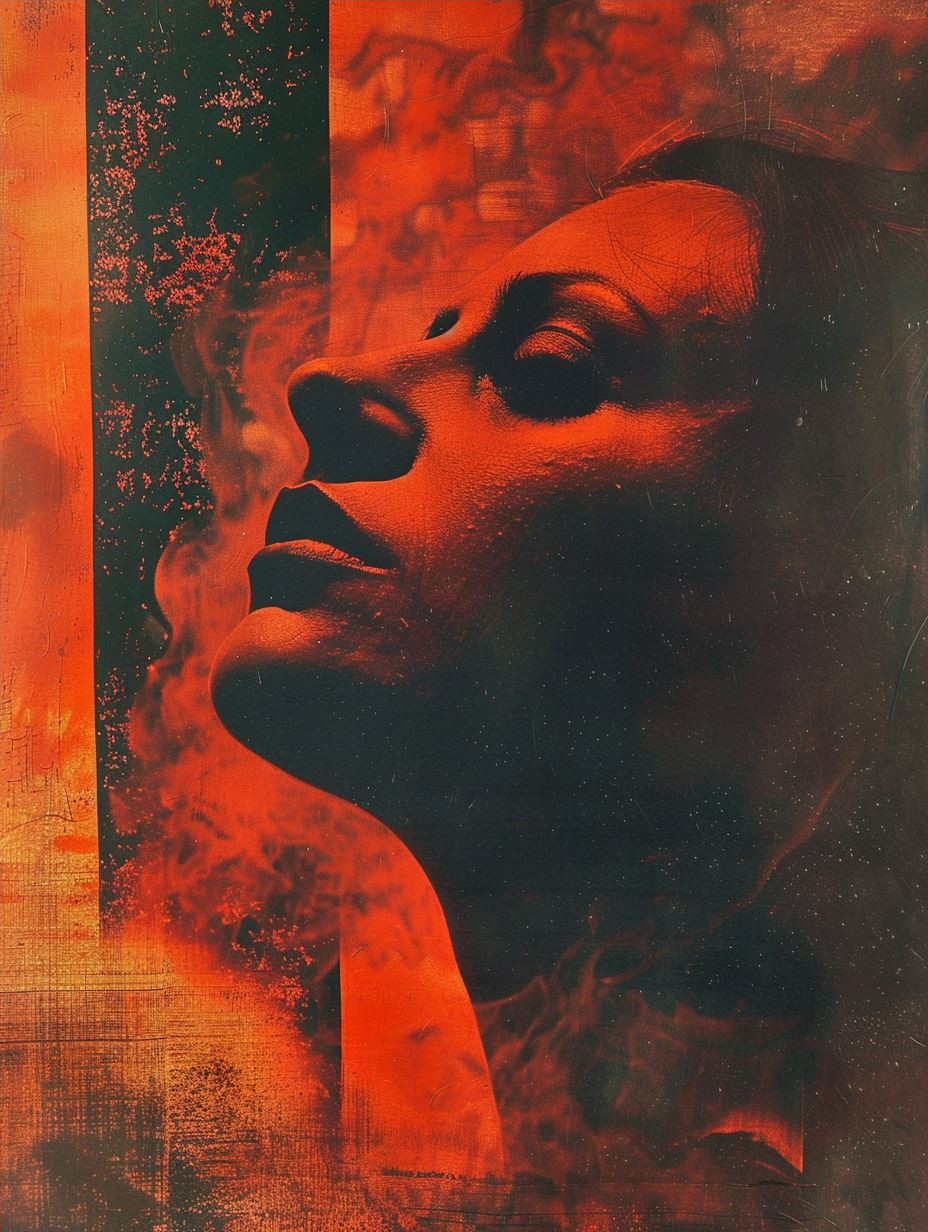 Crimson Texture Portrait Study - Image 4