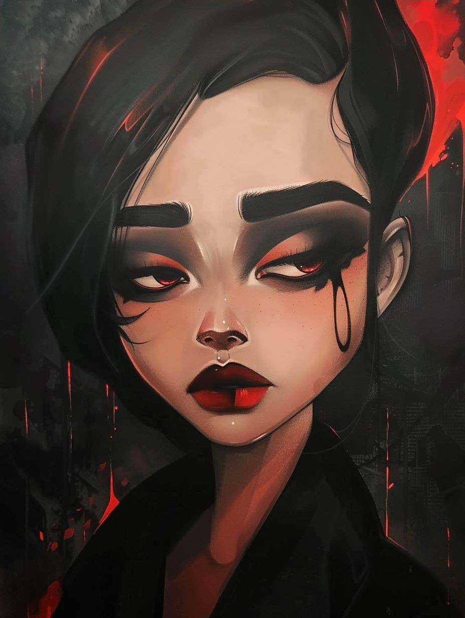 Moody Crimson Noir Portraits - Image 3