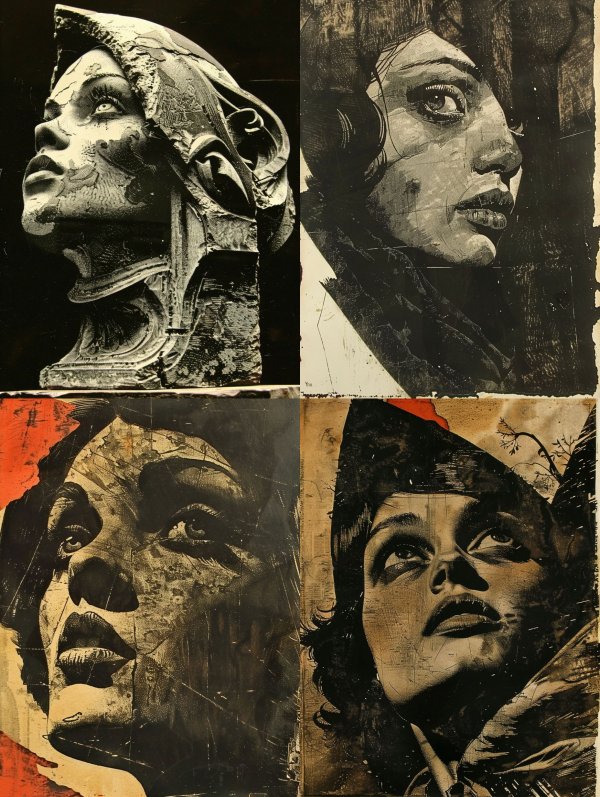 Gritty Noir Mixed Media Portraits