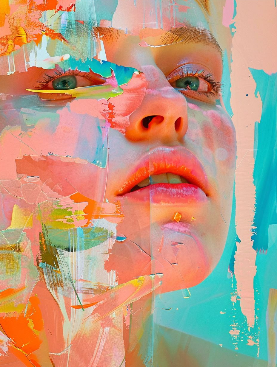 Abstract Pastel Portrait Fragments - Image 4