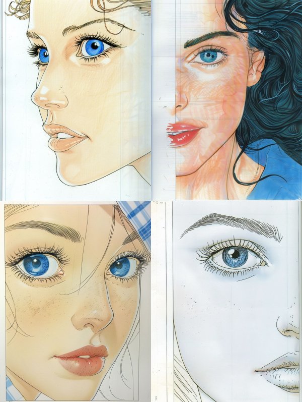 Ethereal Blue Gaze Illustration