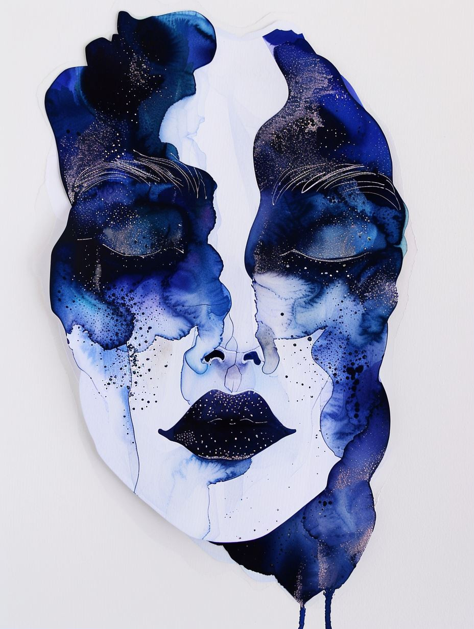Celestial Indigo Fluid Portrait