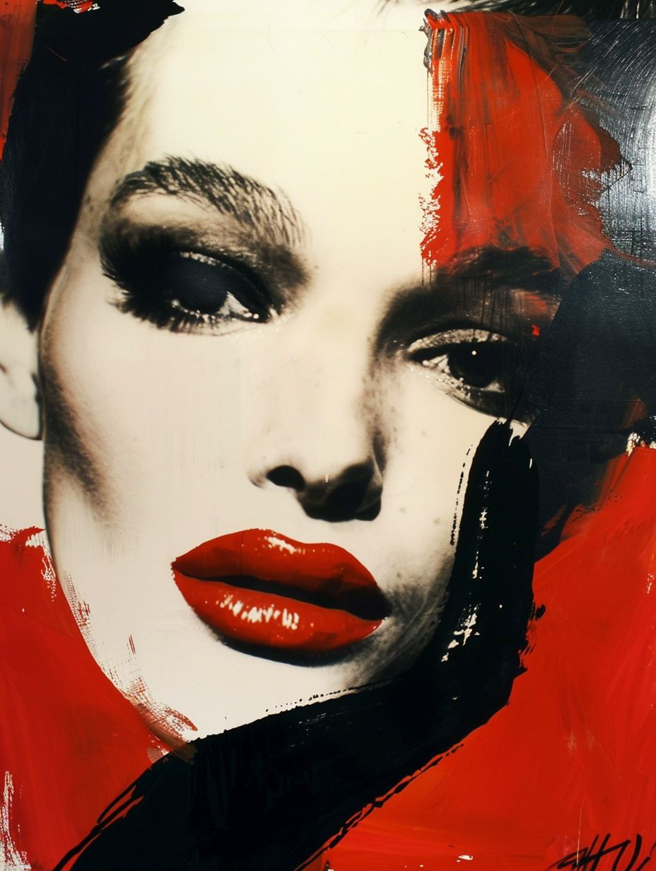 Crimson Gaze Modern Art Portraits - Image 1