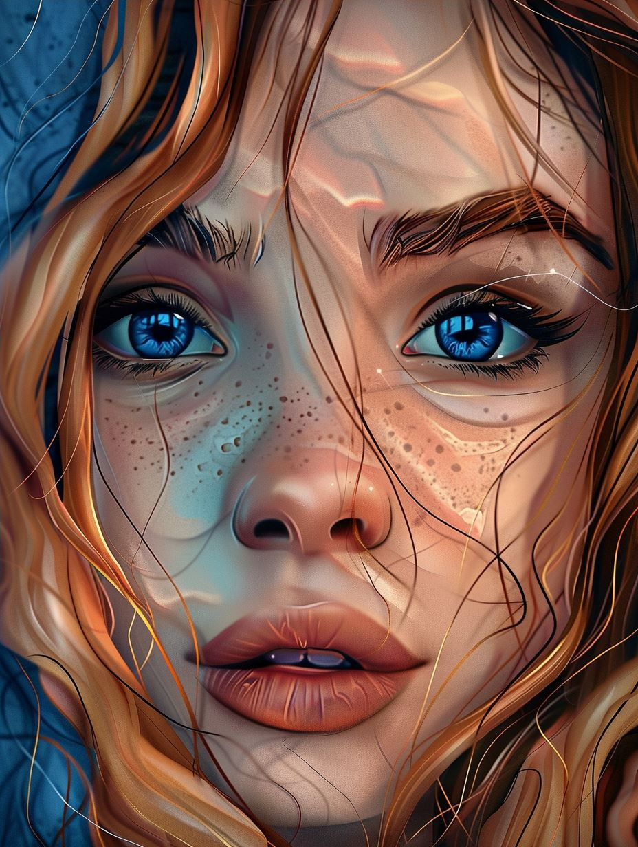 Azure Gaze: A Study in Freckles - Image 4