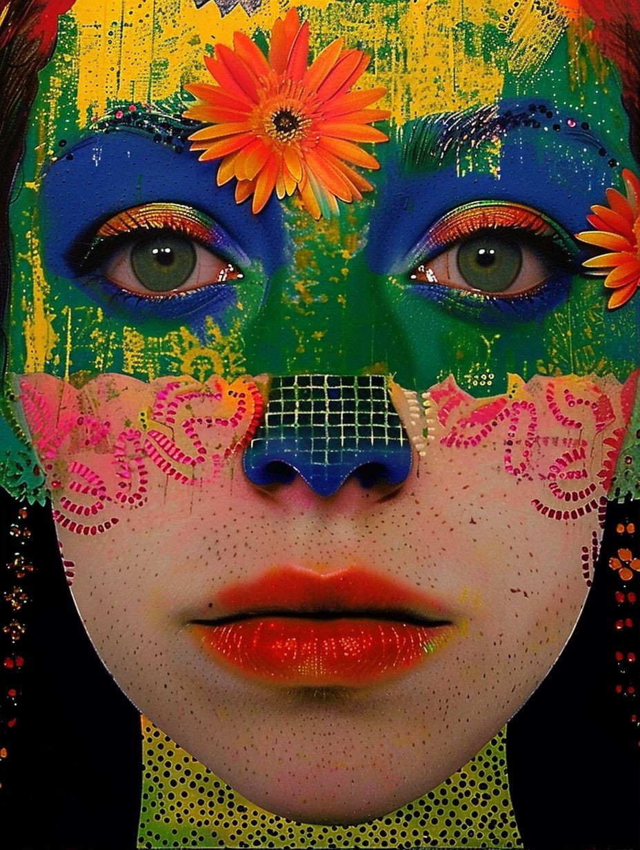 Vibrant Surrealist Face Art - Image 1