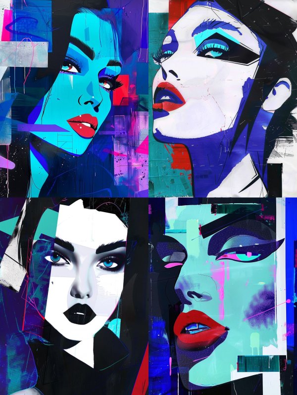 Neon Glitch Portrait Fusion