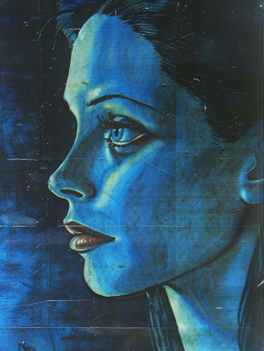 Azure Melancholy Cinematic Portrait - Image 1