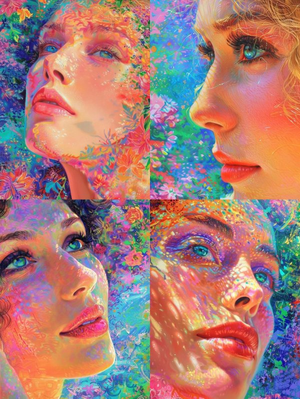 Prismatic Floral Fusion Portrait