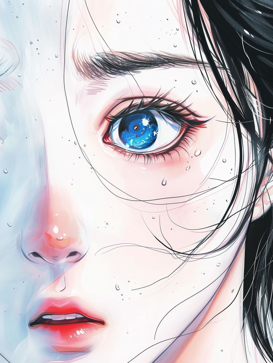 Azure Gaze: Digital Portrait Study - Image 2