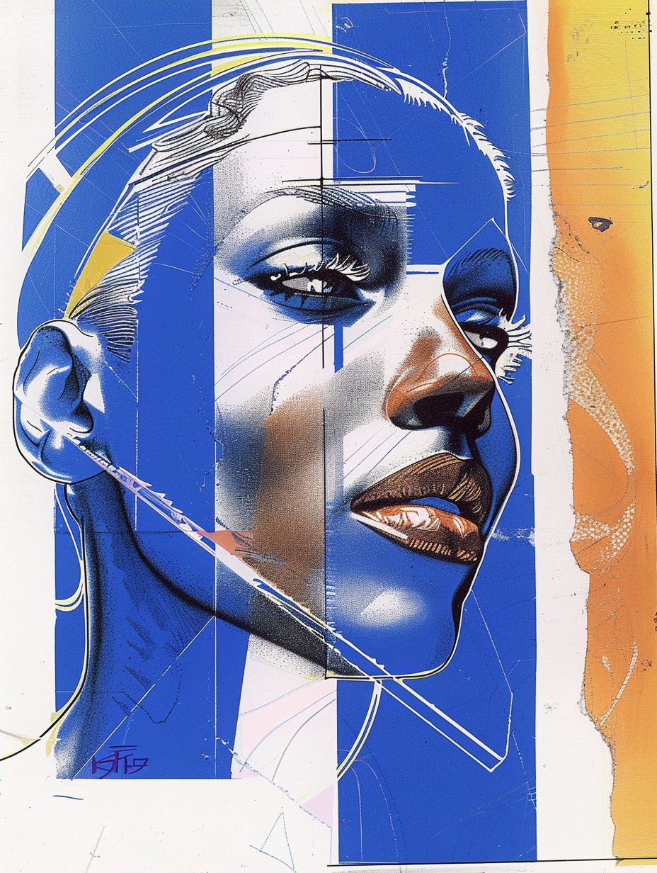 Fragmented Blue Portrait Studies - Image 2