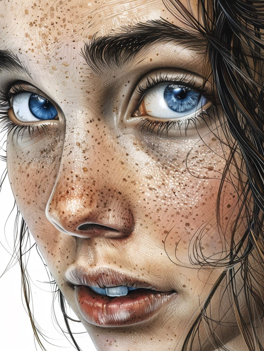 Azure Gaze and Sun-Kissed Freckles - Image 1