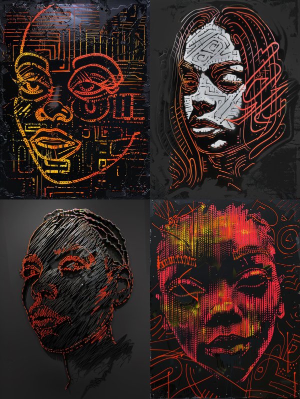 Neon Circuitry Human Portraits