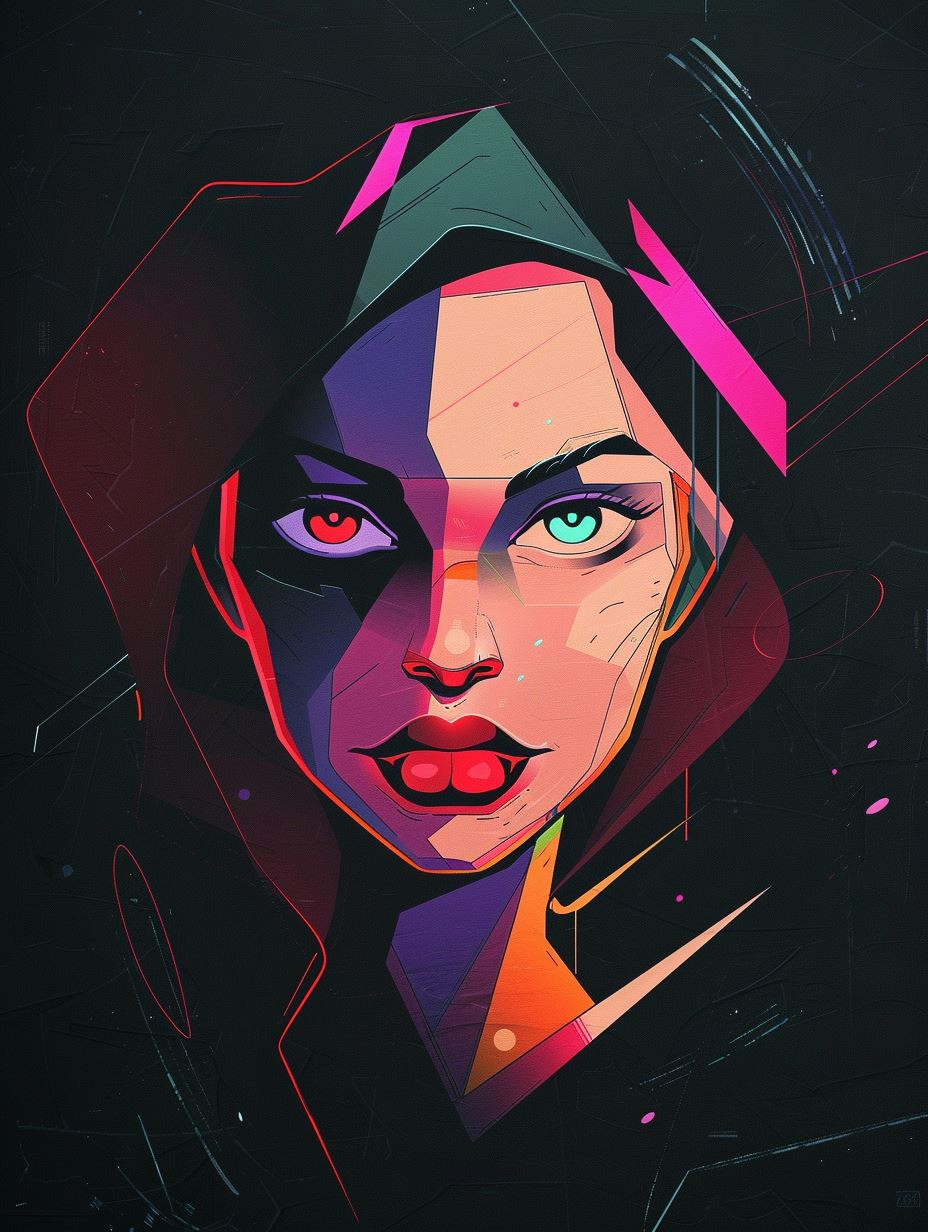 Geometric Neon Prism Portrait - Image 2