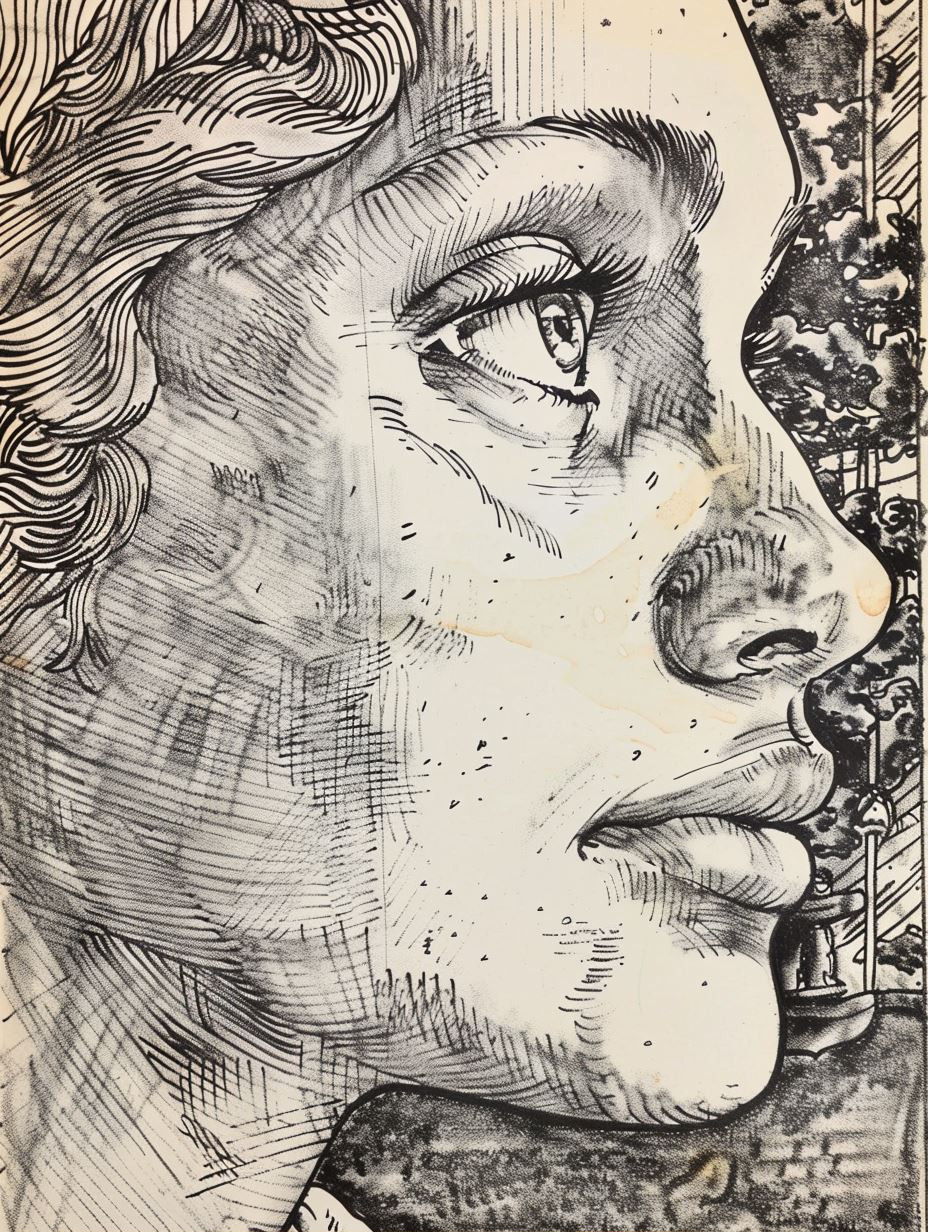 Intricate Ink Hatching Portrait - Image 2