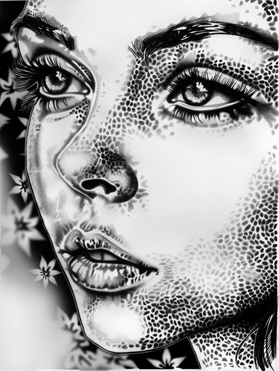 Psychedelic Monochrome Portrait Study - Image 2