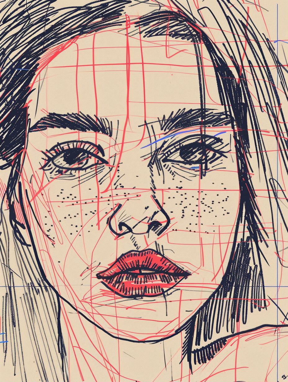 Abstract Crimson Linear Portrait - Image 2