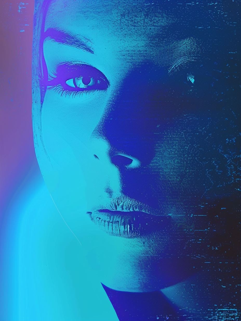 Neon Cyan Nocturnal Portrait