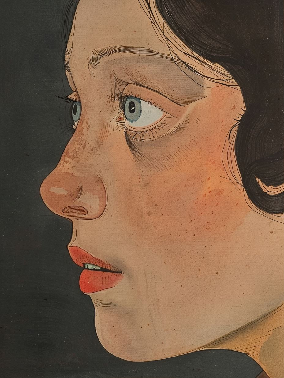 Melancholic Vintage Illustration Portrait - Image 1