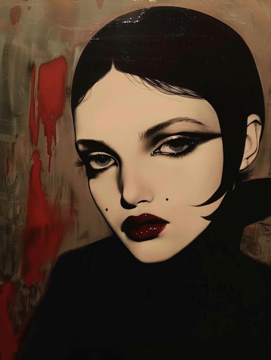 Noir Elegance in Crimson Contrast - Image 1