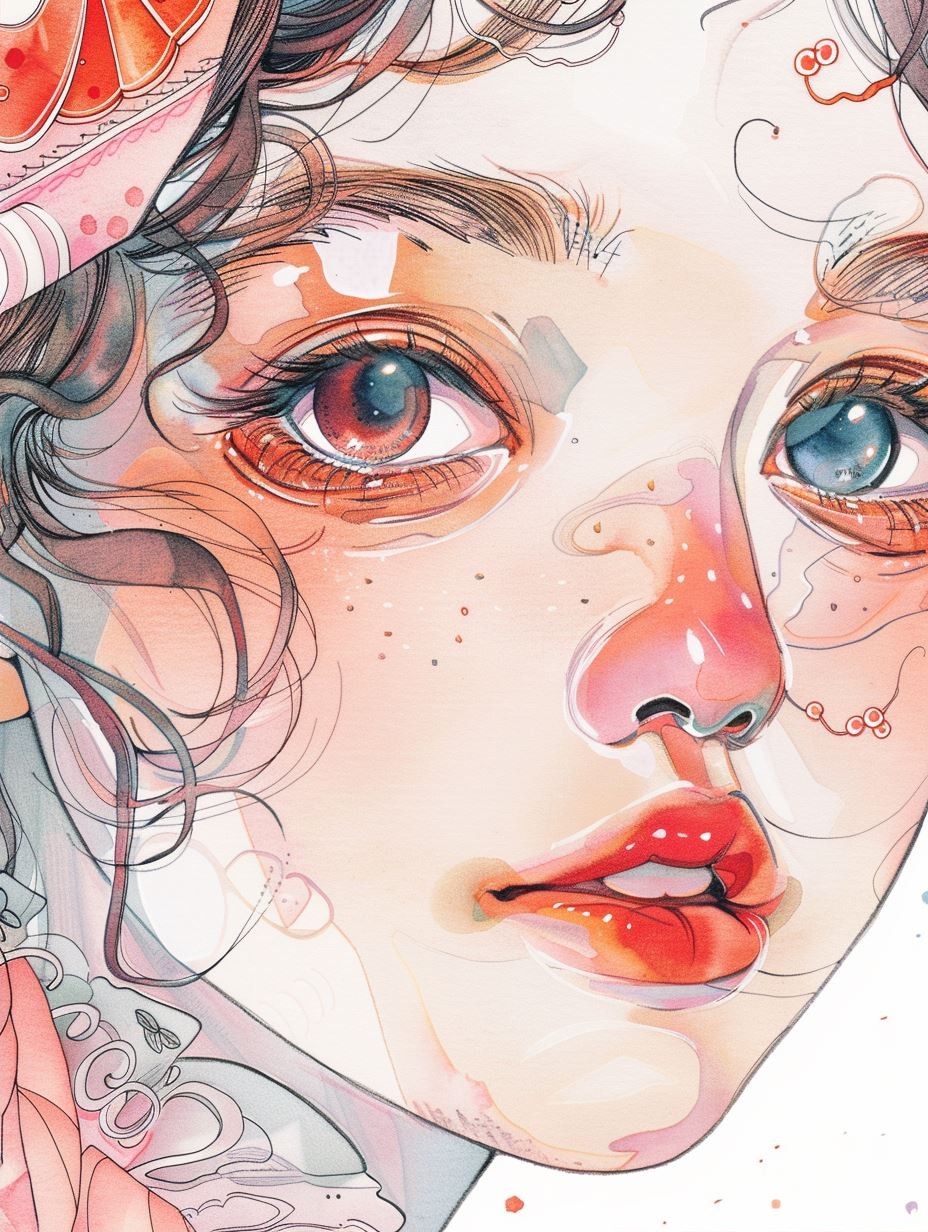 Ethereal Gazes in Watercolor - Image 2