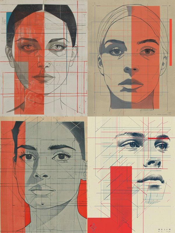 Geometric Red Portrait Studies
