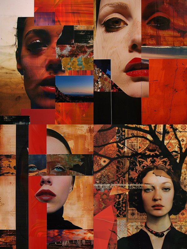 Fragmented Visions of Crimson Elegance