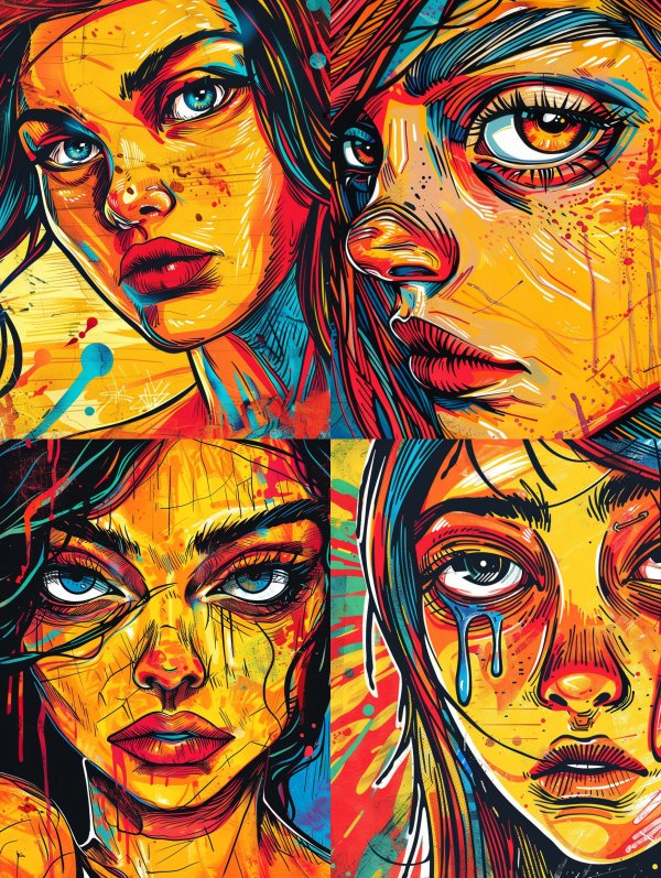 Vibrant Emotional Portrait Collage