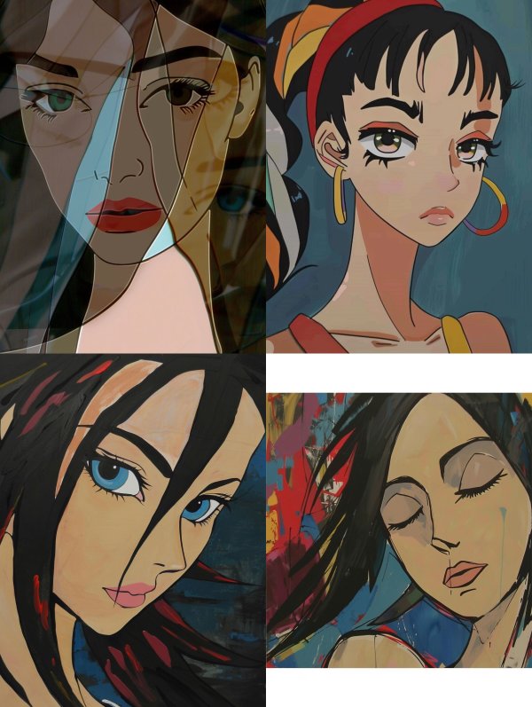 Modern Stylized Female Portrait Art