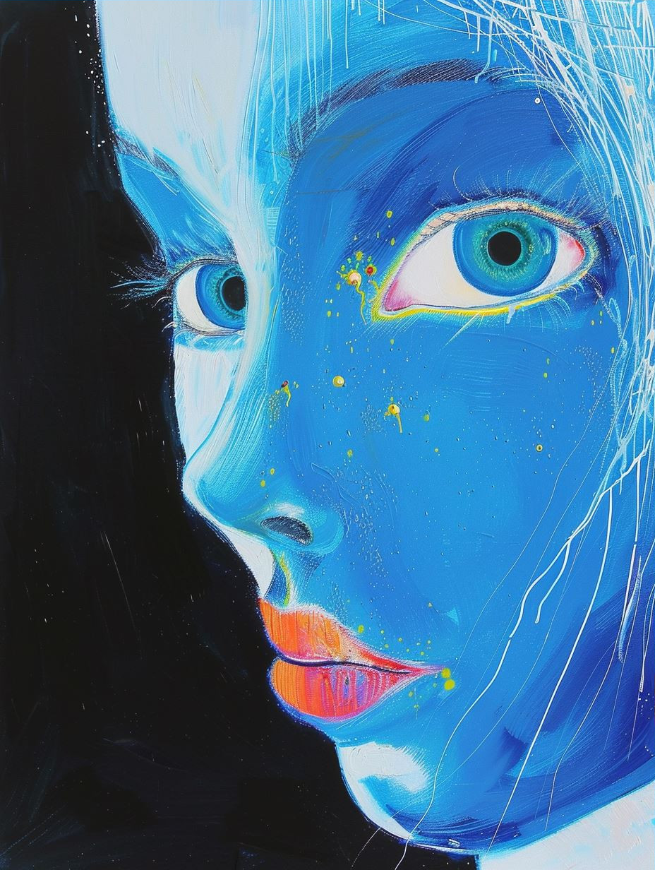 Fragmented Blue Surrealist Portraits - Image 3