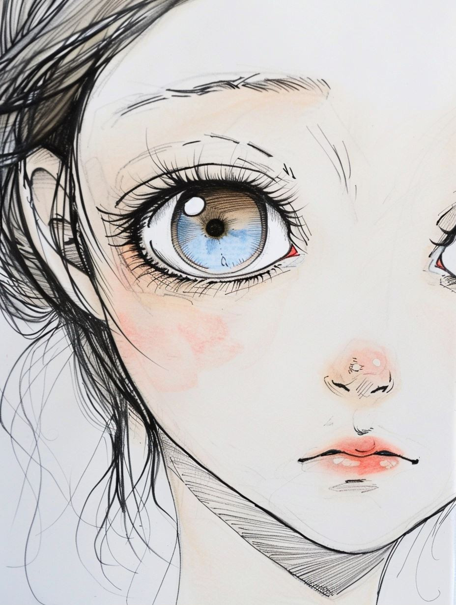 Ethereal Gaze: Anime Portrait Study - Image 1