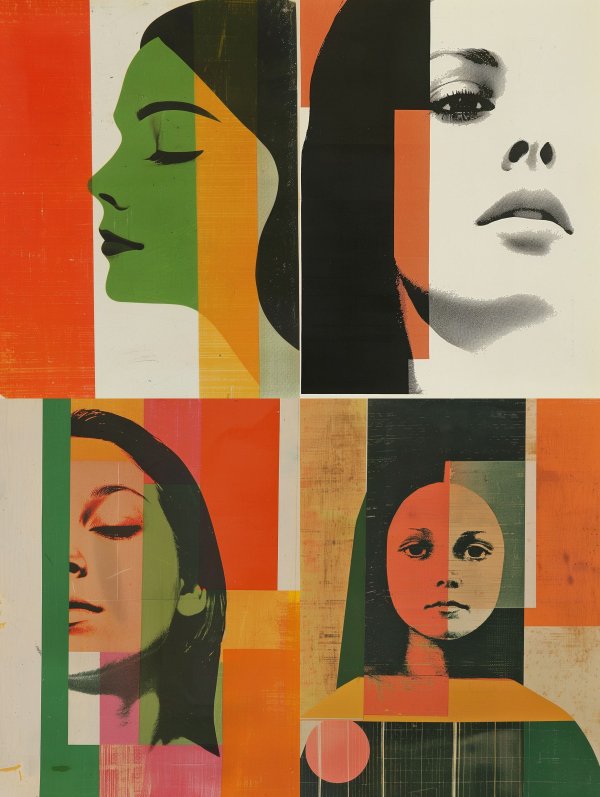 Fragmented Faces in Bold Geometric Color