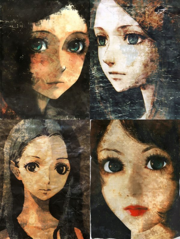 Melancholy Gazes in Mixed Media