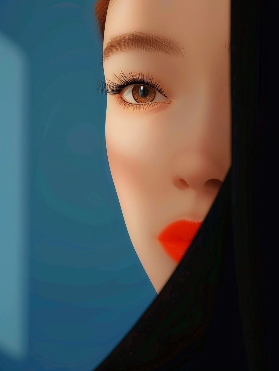 Crimson Contrast Minimalist Portraits - Image 1