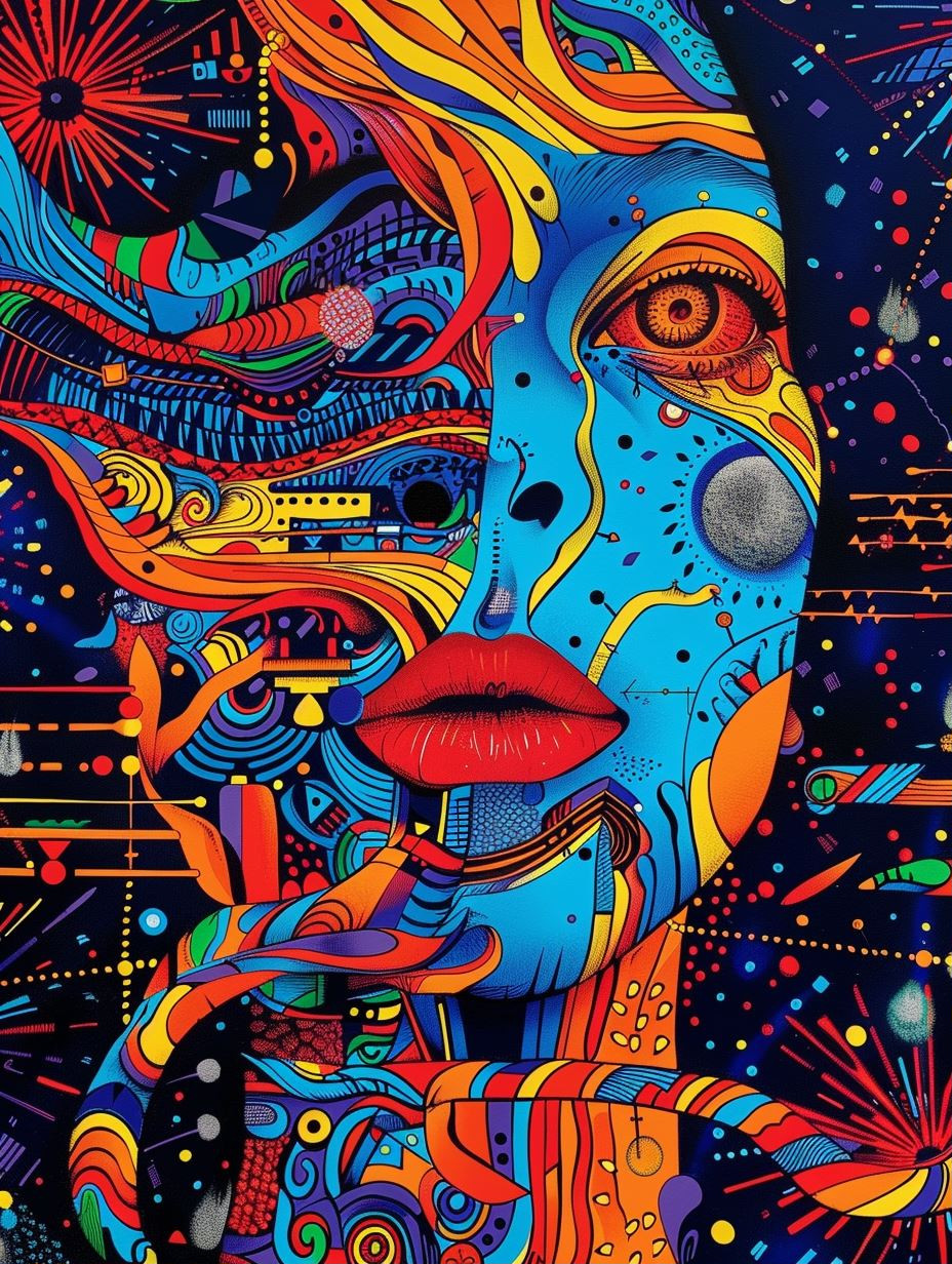 Neon Psychedelic Fragmented Portrait