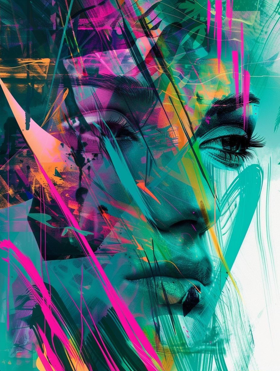 Neon Fragmented Digital Portrait - Image 2