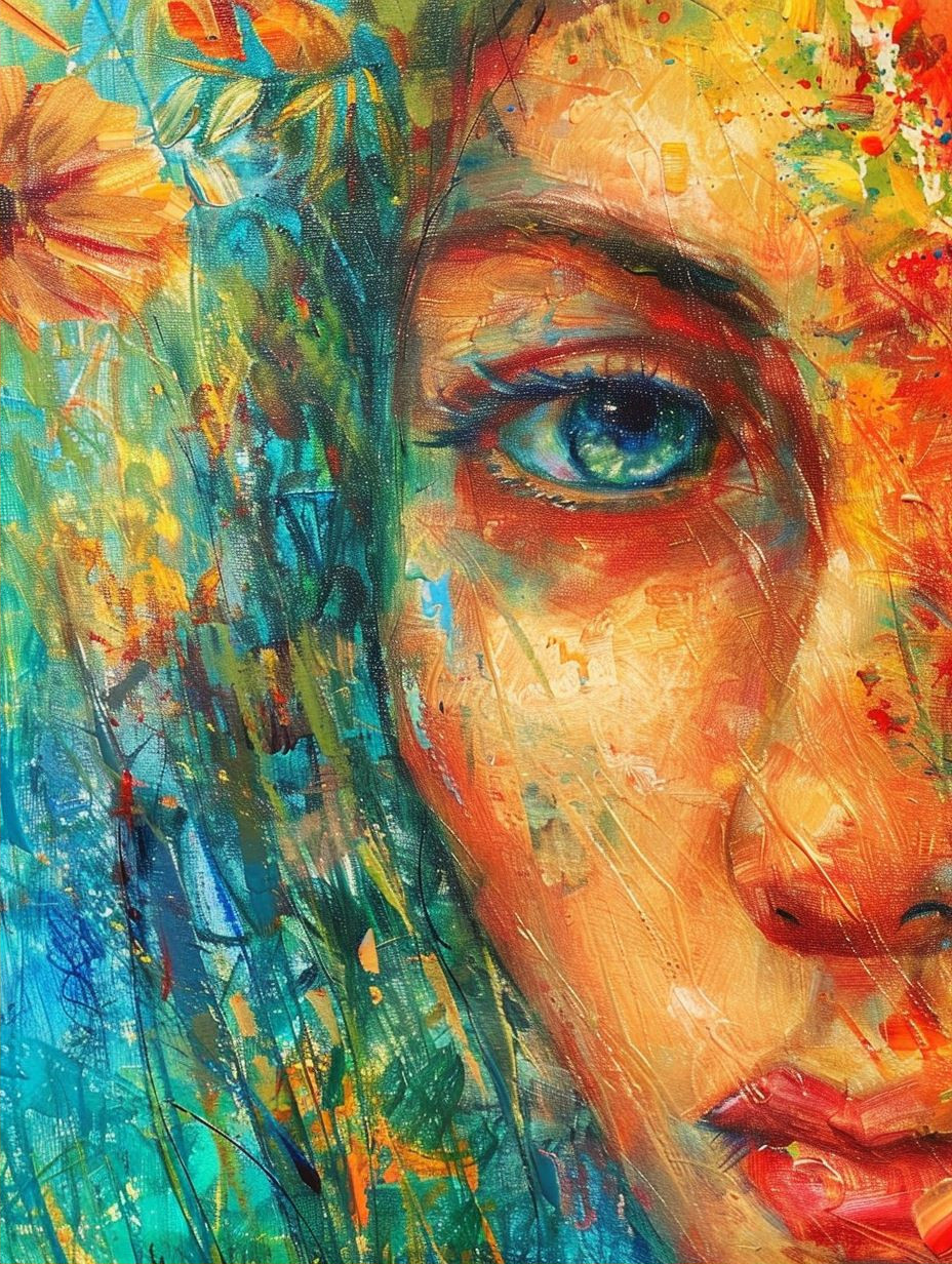 Vibrant Impressionist Portrait of Serenity - Image 2