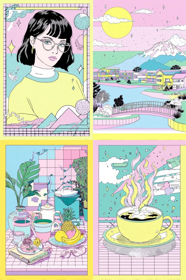 Pastel Dreams in a Retro Grid