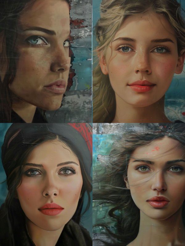 Four Ethereal Portraits of Feminine Gazes