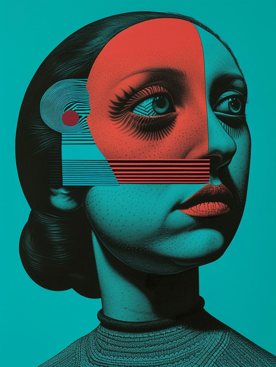 Cybernetic Duality in Neon Blue - Image 2